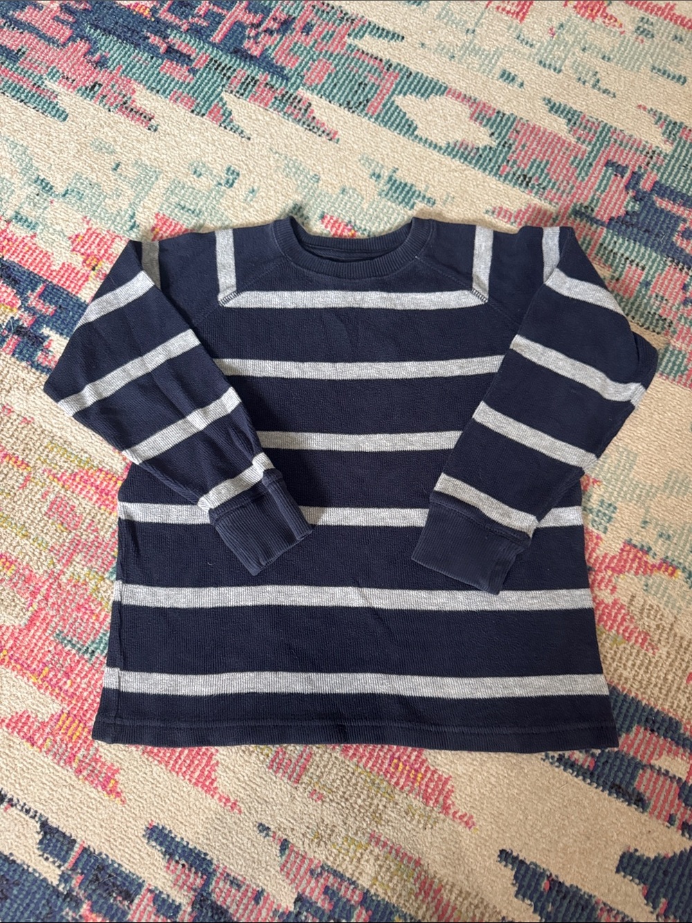 GAP Navy and Light Gray Striped Knit Sweater